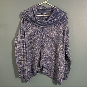 Express Casual Cowl Neck Pullover Sweater, Blue And White Cozy‎ M/L Wool Blend